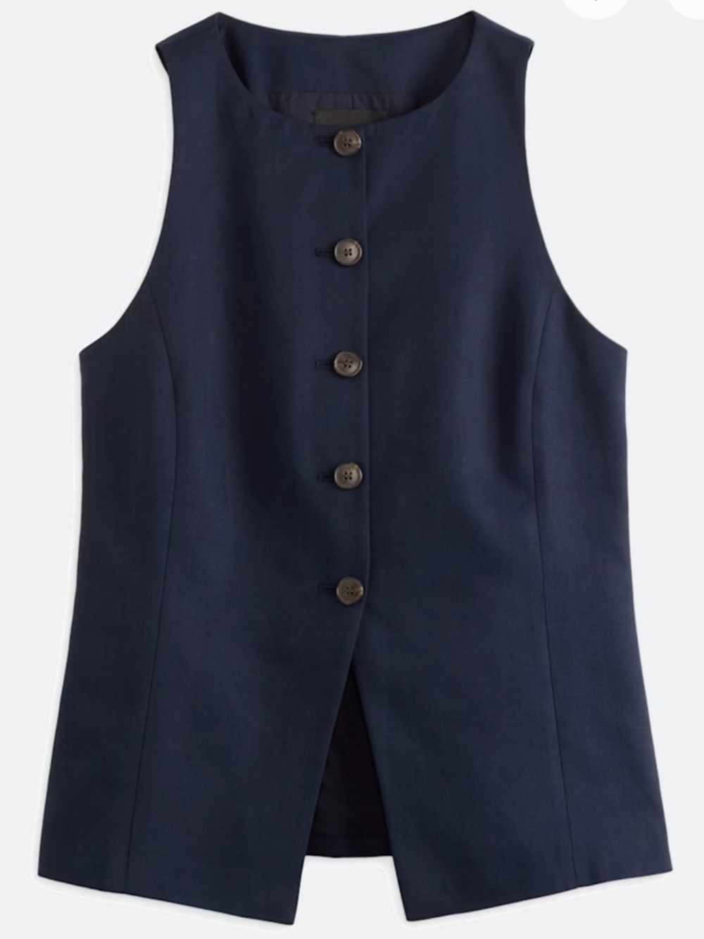 Madewell Crewneck Cutaway Vest in Drapey Twill Navy Sleeveless Button-Front Vest